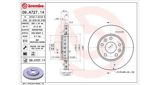 MAGNETI MARELLI Bremseskive 360406077600 ventileret 280mm 24mm for DACIA NISSAN