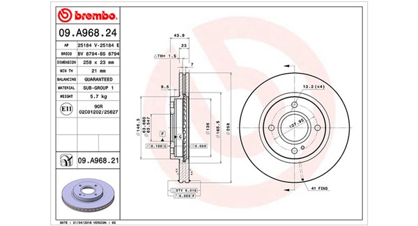 MAGNETI MARELLI Bremseskive 360406077800 258mm 23mm for FORD FORD USA
