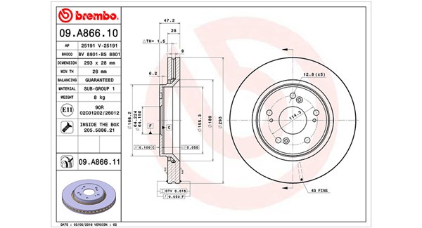 MAGNETI MARELLI Bremseskive 360406079100 293mm 28mm for HONDA