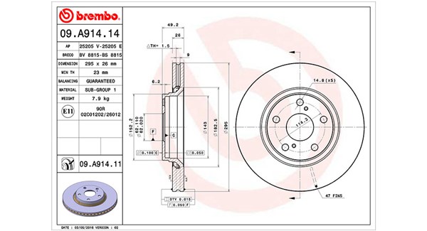 MAGNETI MARELLI Bremseskive 360406080500 295mm 26mm for TOYOTA