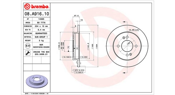 MAGNETI MARELLI Bremseskive 360406080400 234mm 10mm for HYUNDAI KIA