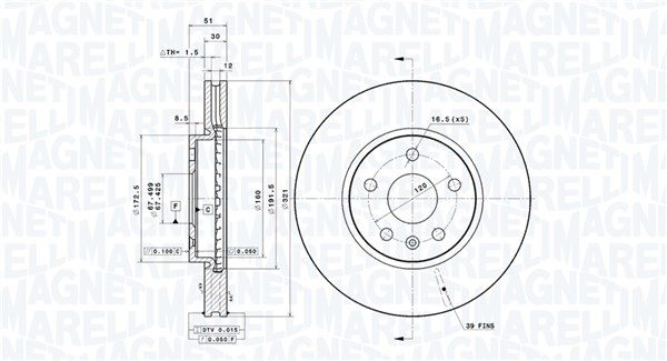 MAGNETI MARELLI Bremseskive 360406080801 ventileret 321mm 30mm for OPEL BUICK (SGM) CHEVROLET VAUXHALL BUICK