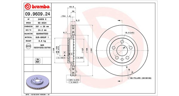 MAGNETI MARELLI Bremseskive 360406087000 281mm 26mm for LANCIA PEUGEOT PEUGEOT (DF-PSA)