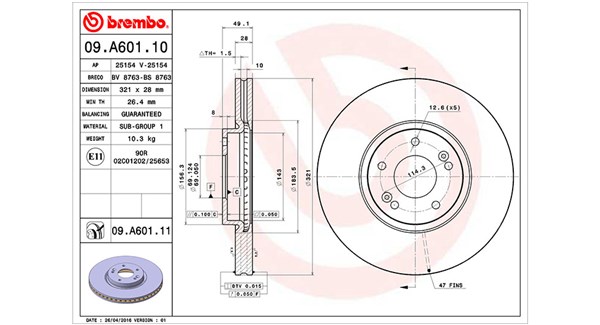 MAGNETI MARELLI Bremseskive 360406089900 321mm 28mm for HYUNDAI