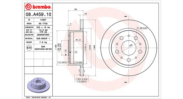 MAGNETI MARELLI Bremseskive 360406089600 300mm 16mm for PEUGEOT CITROËN FIAT