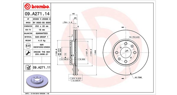 MAGNETI MARELLI Bremseskive 360406091200 252mm 20mm for OPEL VAUXHALL SUZUKI