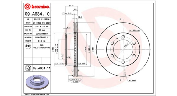 MAGNETI MARELLI Bremseskive 360406094100 297mm 25mm for TOYOTA