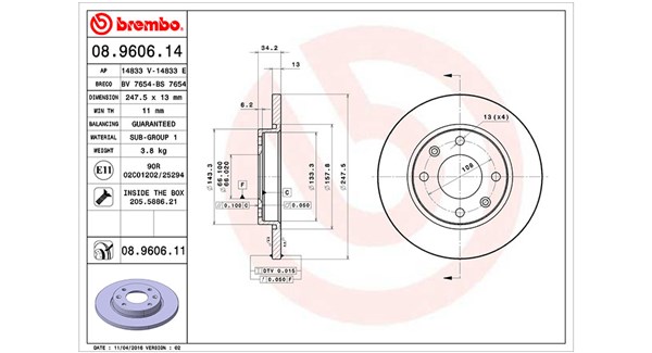 MAGNETI MARELLI Bremseskive 360406102500 247mm 13mm for PEUGEOT