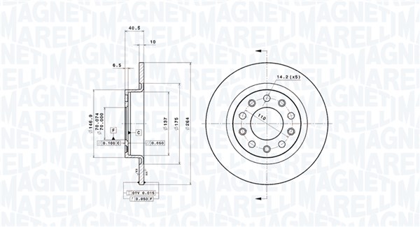 MAGNETI MARELLI Bremseskive 360406104201 fuld 264mm 10mm for ALFA ROMEO FIAT (GAC) DODGE