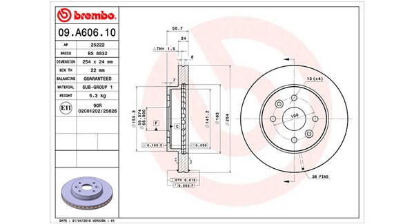 MAGNETI MARELLI Bremseskive 360406099800 254mm 24mm for KIA