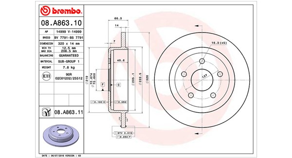 MAGNETI MARELLI Bremseskive 360406104700 320mm 14mm for CHRYSLER JEEP