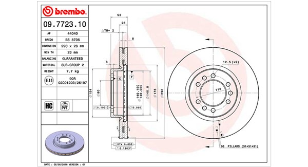 MAGNETI MARELLI Bremseskive 360406106200 Indvendig ventileret- ventilering med dråbeformede blade 290mm 26mm for IVECO
