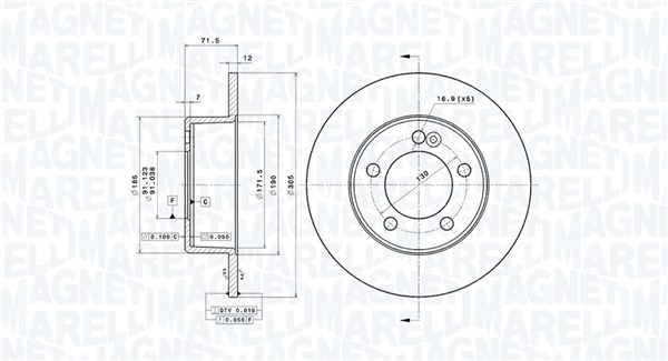 MAGNETI MARELLI Bremseskive 360406106400 305mm 12mm for OPEL VAUXHALL NISSAN RENAULT