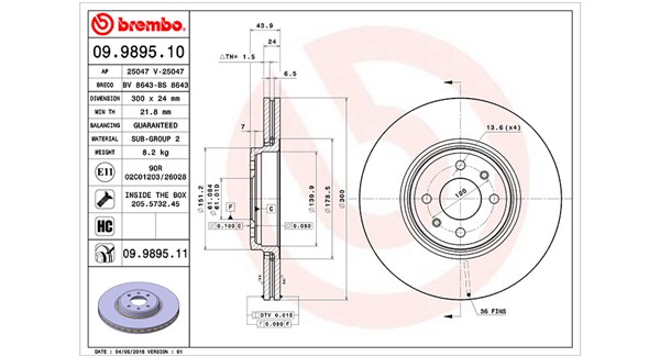MAGNETI MARELLI Bremseskive 360406106700 ventileret 300mm 24mm for RENAULT DONGFENG