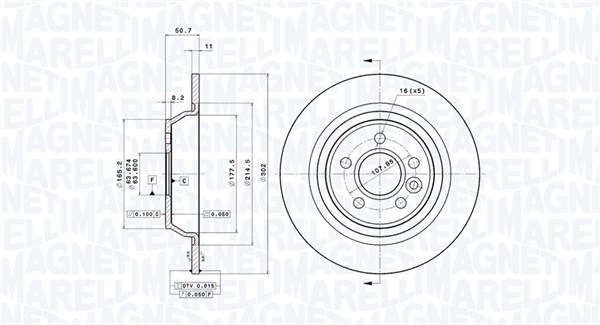 MAGNETI MARELLI Bremseskive 360406107001 fuld 302mm 11mm for FORD FORD (CHANGAN) LAND ROVER