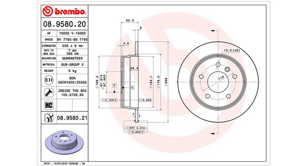 MAGNETI MARELLI Bremseskive 360406109600 fuld 258mm 8mm for MERCEDES-BENZ