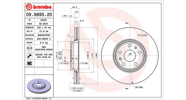 MAGNETI MARELLI Bremseskive 360406110200 ventileret 300mm 24mm for RENAULT