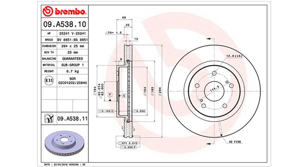 MAGNETI MARELLI Bremseskive 360406110600 ventileret 294mm 25mm for SUZUKI