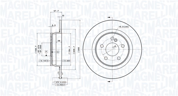 MAGNETI MARELLI Bremseskive 360406110701 fuld 300mm 10mm for MERCEDES-BENZ