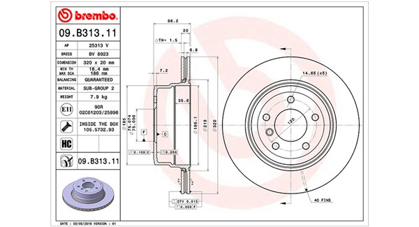MAGNETI MARELLI Bremseskive 360406112601 ventileret 320mm 20mm for BMW
