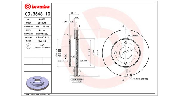 MAGNETI MARELLI Bremseskive 360406112800 ventileret 257mm 26mm for NISSAN NISSAN (ZHENGZHOU)