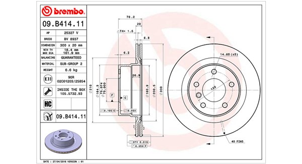 MAGNETI MARELLI Bremseskive 360406112901 ventileret 300mm 20mm for BMW