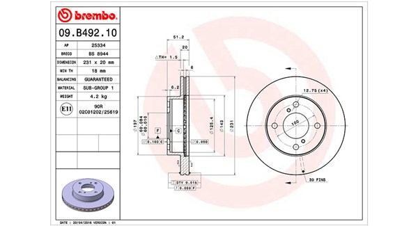 MAGNETI MARELLI Bremseskive 360406113100 ventileret 231mm 20mm for NISSAN SUZUKI