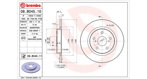 MAGNETI MARELLI Bremseskive 360406113700 fuld 290mm 11mm for TOYOTA