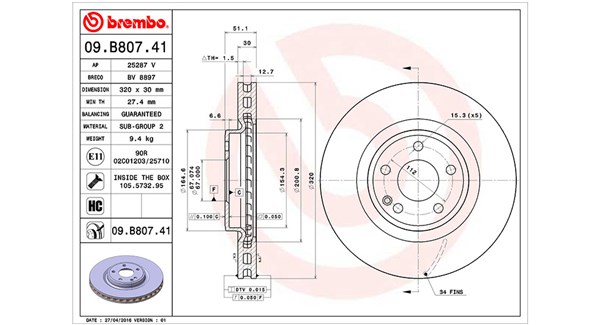 MAGNETI MARELLI Bremseskive 360406113801 ventileret 320mm 30mm for MERCEDES-BENZ