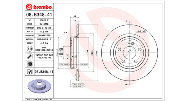 MAGNETI MARELLI Bremseskive 360406114101 fuld 295mm 10mm for MERCEDES-BENZ