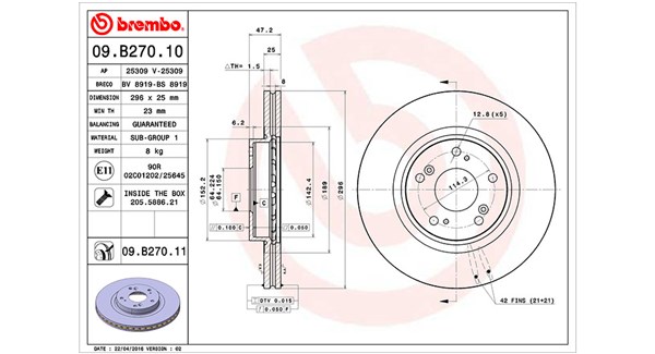 MAGNETI MARELLI Bremseskive 360406115800 ventileret 296mm 25mm for HONDA
