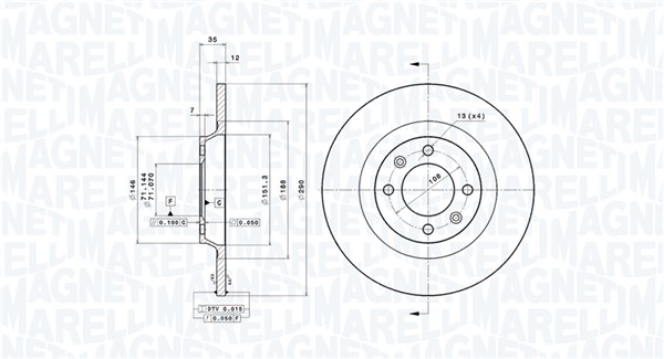 MAGNETI MARELLI Bremseskive 360406116201 fuld 290mm 12mm for DS DS (CAPSA) CITROËN PEUGEOT (DF-PSA)