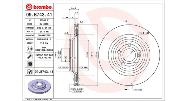 MAGNETI MARELLI Bremseskive 360406117901 ventileret 320mm 24mm for MERCEDES-BENZ