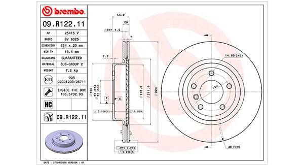 MAGNETI MARELLI Bremseskive 360406118101 ventileret 324mm 20mm for BMW