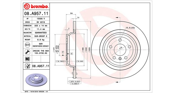 MAGNETI MARELLI Bremseskive 360406120001 fuld 325mm 14mm for MERCEDES-BENZ BRABUS