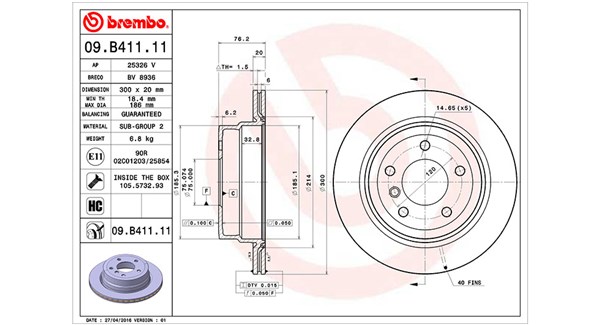 MAGNETI MARELLI Bremseskive 360406124101 ventileret 300mm 20mm for BMW