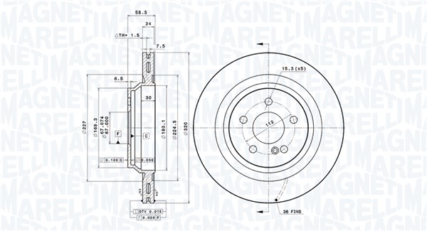 MAGNETI MARELLI Bremseskive 360406125801 ventileret 320mm 24mm for MERCEDES-BENZ