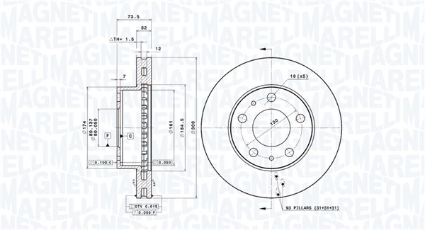 MAGNETI MARELLI Bremseskive 360407100000 300mm 32mm for CITROËN/PEUGEOT CITROËN FIAT PEUGEOT