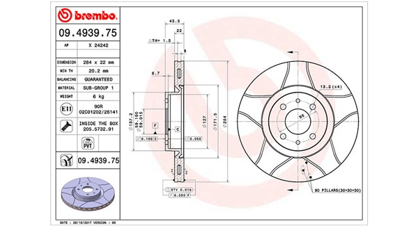 MAGNETI MARELLI Bremseskive 360406000405 284mm 22mm for PEUGEOT CITROËN LANCIA FIAT ABARTH ALFA ROMEO