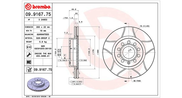 MAGNETI MARELLI Bremseskive 360406002005 lukket 280mm 22mm for VW VW (FAW) SKODA (SVW)