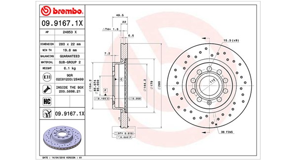MAGNETI MARELLI Bremseskive 360406002002 perforeret 280mm 22mm for VW VW (FAW) SKODA (SVW)