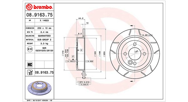MAGNETI MARELLI Bremseskive 360406002805 fuld 259mm 10mm for MINI