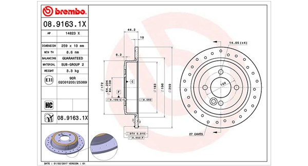 MAGNETI MARELLI Bremseskive 360406002802 perforeret 259mm 10mm for MINI
