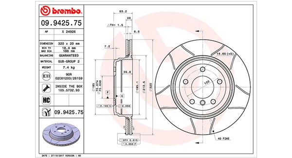 MAGNETI MARELLI Bremseskive 360406003905 lukket 320mm 20mm for BMW