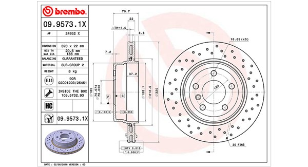 MAGNETI MARELLI Bremseskive 360406004502 perforeret 320mm 22mm for BMW