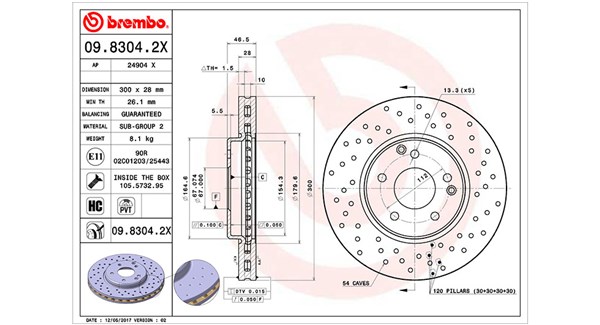 MAGNETI MARELLI Bremseskive 360406006802 perforeret 300mm 28mm for MERCEDES-BENZ