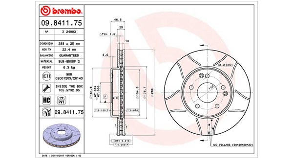 MAGNETI MARELLI Bremseskive 360406006905 Indvendig ventileret- ventilering med dråbeformede blade 288mm 25mm for MERCEDES-BENZ