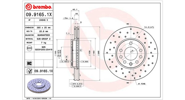 MAGNETI MARELLI Bremseskive 360406008302 perforeret 285mm 25mm for OPEL SAAB VAUXHALL CADILLAC
