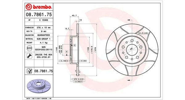 MAGNETI MARELLI Bremseskive 360406011005 276mm 10mm for ALFA ROMEO