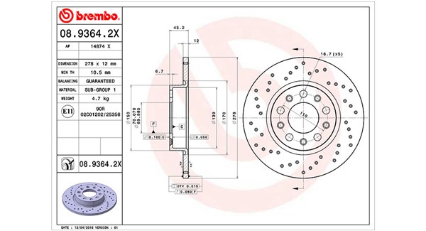 MAGNETI MARELLI Bremseskive 360406011402 278mm 12mm for ALFA ROMEO JEEP FIAT JEEP (GAC FCA) CHRYSLER